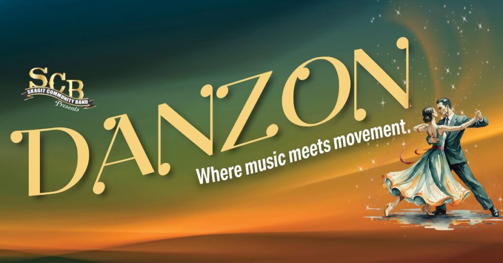 Title SCB Presents Danzon Where Music Meets Movement with elegant dancers graphic